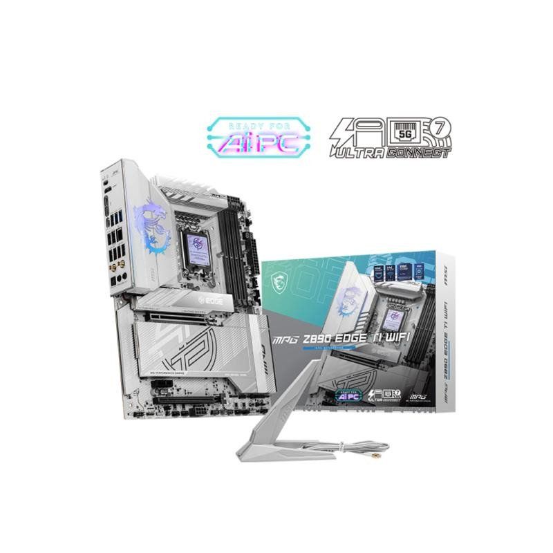 MSI MPG Z890 Edge TI WiFi Carte mère, ATX - pour processeurs Intel Core Ultra (série 2), LGA 1851 - VRM SPS 90A, Mémoire DDR5 (9200+MT/s OC), PCIe 5.0 &amp; 4.0 x16, M.2 Gen5, Wi-FI 7, 5G LAN
