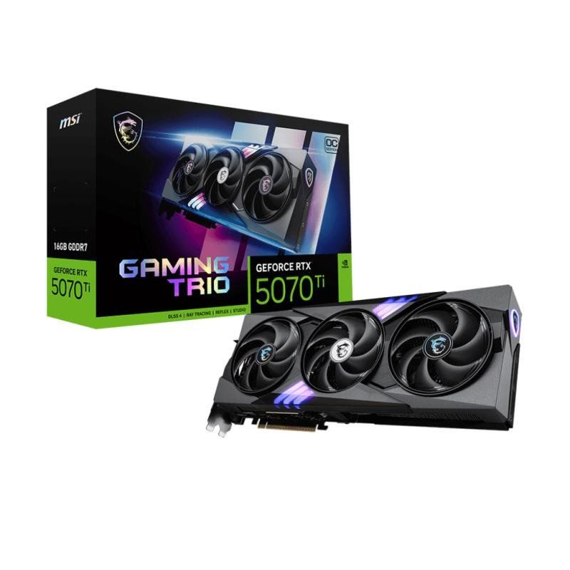 MSI NVIDIA GeForce RTX 5070 Ti 16G Gaming Trio OC Carte Graphique - 16 Go GDDR7 (28 GB/s, 256-bit), PCIe 5.0 - TRI FROZR 4 (3 x Ventilateurs STORMFORCE) - RGB - HDMI 2.1b, DisplayPort 2.1b