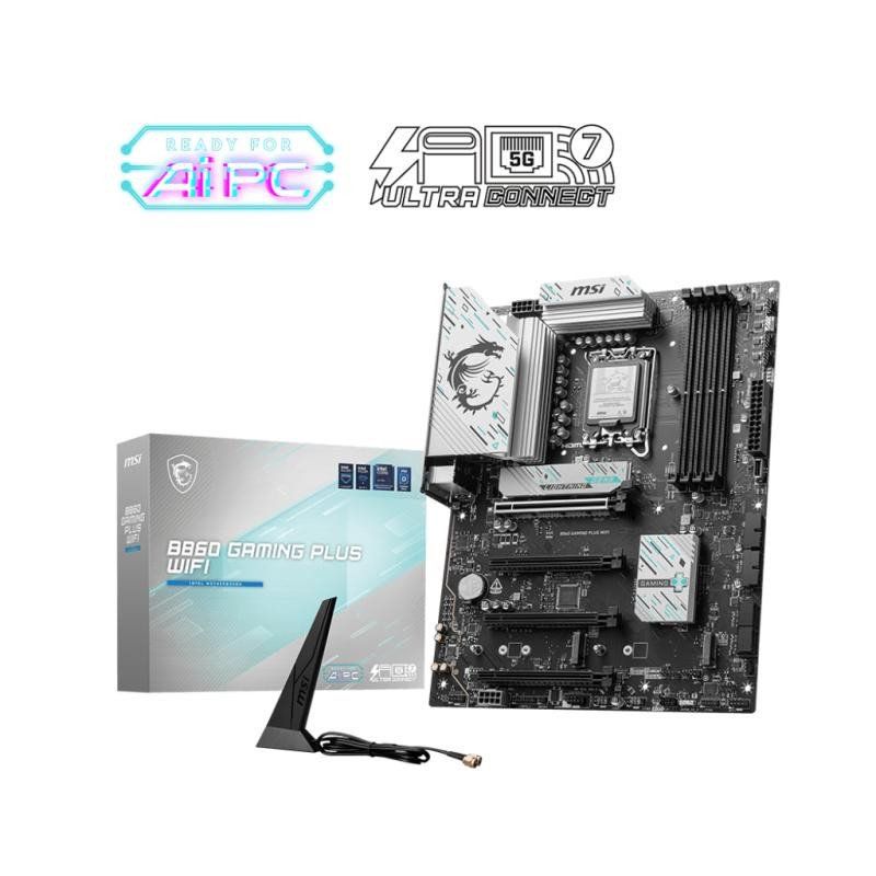 MSI B860 Gaming Plus WiFi Carte mère, ATX - pour processeurs Intel Core Ultra (série 2), LGA 1851 - Mémoire DDR5 (8600+MT/s OC), PCIe 5.0 x16, M.2 Gen5, Intel Killer 5G LAN, Wi-FI 7