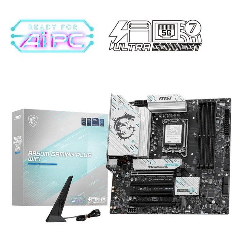 MSI B860M Gaming Plus WiFi Carte mère Micro-ATX - pour processeurs Intel Core Ultra (série 2), LGA 1851 - Mémoire DDR5 (8600+MT/s OC), PCIe 5.0 x16, M.2 Gen5, Intel Killer 5G LAN, Wi-FI 7