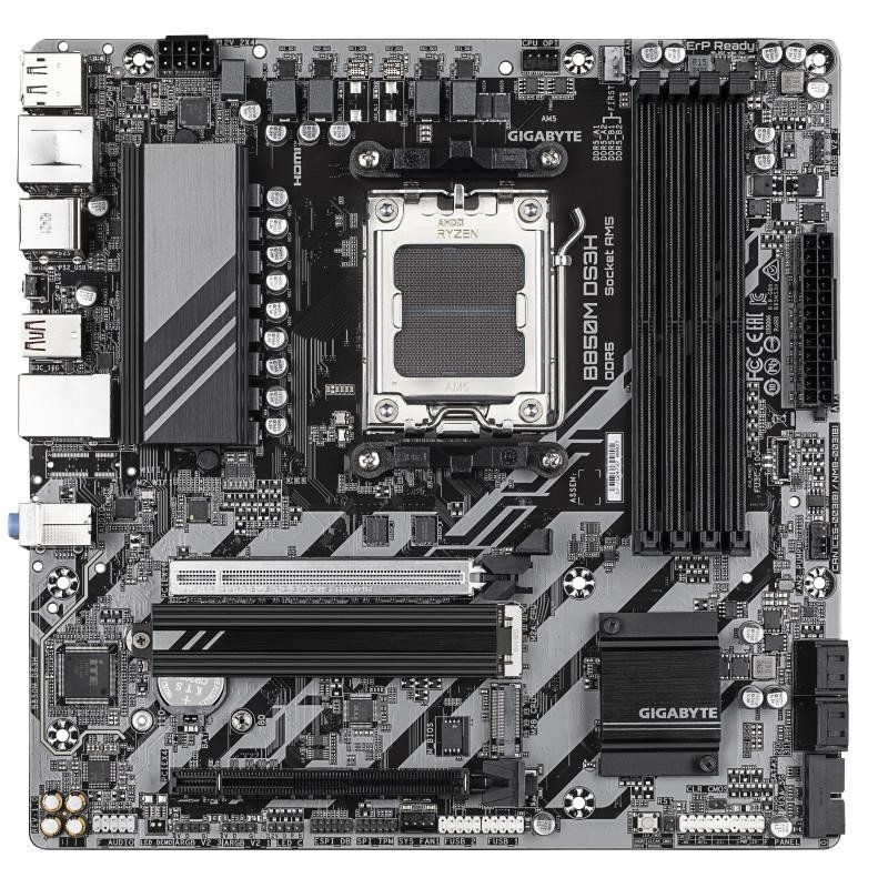 GIGABYTE B850M DS3H Carte Mère - Processeurs AMD Ryzen Série 9000, 16+2+2 Phases VRM numériques, jusqu&#39;à 8200MHz DDR5 (OC), 1xPCIe 5.0 + 1xPCIe 4.0 M.2, LAN 2.5, USB 3.2 Gen 2