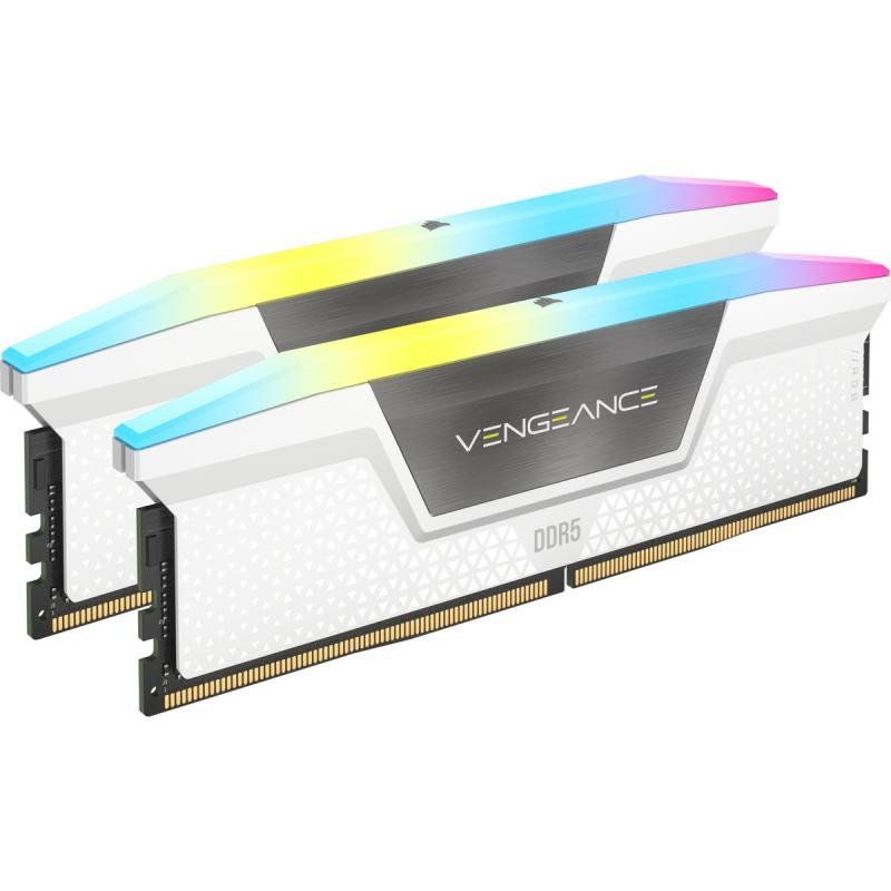 CORSAIR VENGEANCE RGB DDR5 RAM 32Go (2x16Go) 6000MHz CL40 Intel XMP Compatible iCUE Mémoire d&#39;Ordinateur - Blanc (CMH32GX5M2B6000C40W)