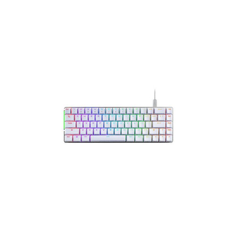 ASUS ROG Falchion Ace White - Clavier Gaming mécanique AZERTY Filaire 65%, Surface latérale Tactile, Dual USB-C, Protection en Polycarbonate, switches Cherry MX et 400 Heures d’autonomie, Aura Sync