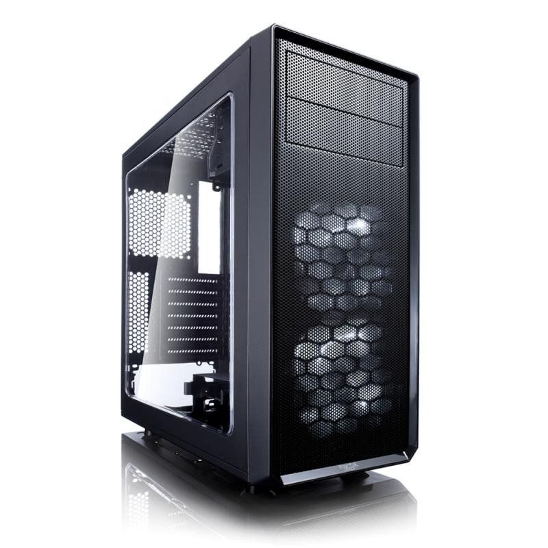 Fractal Design Focus G - Mid Tower Computer Case - ATX - High Airflow - 2X Fractal Design Silent LL Series 120mm White LED Fans Included - USB 3.0 - Window Side Panel - Black