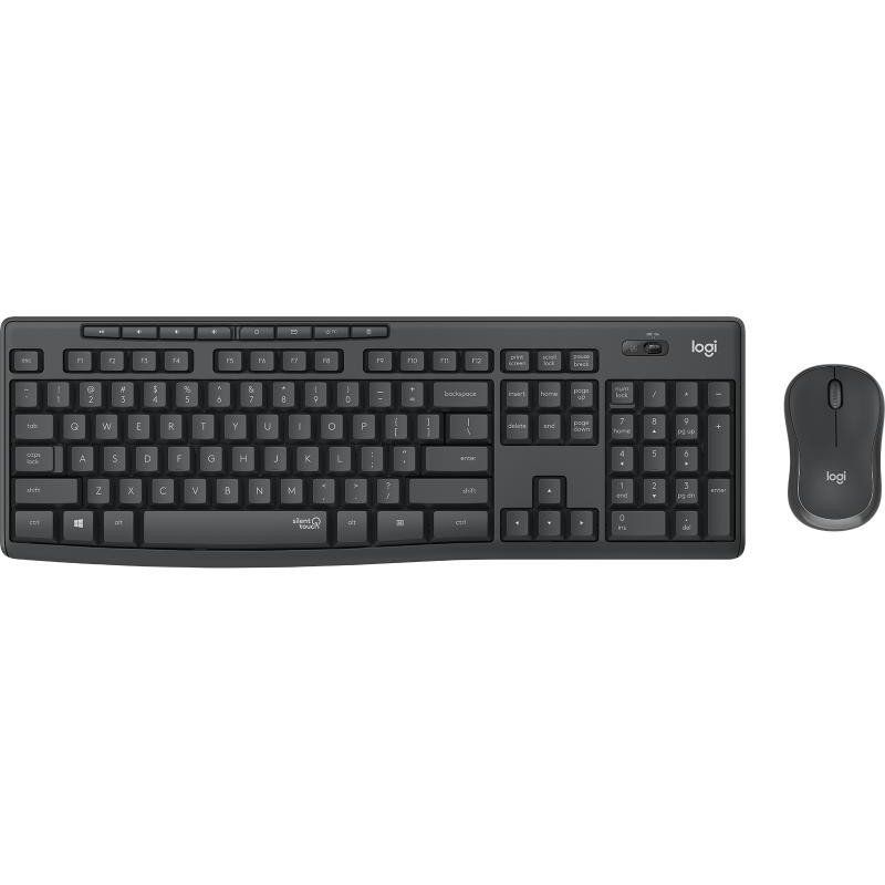 Logitech MK295 Silent ensemble souris et clavier sans fil avec technologie SilentTouch, pavé numérique taille standard, réactivité instantanée sans fil, 90% de bruit en moins, AZERTY Français - Gris
