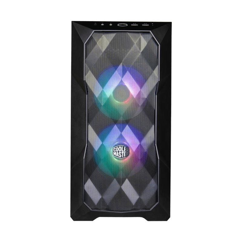 Cooler Master TD300 Mesh Boîtier PC Mini Tour, Flux d&#39;air Élevé, 2 Ventilateurs Intake ARGB 120mm, Carte Mère Micro-ATX &amp; Mini-ITX, Panneau Latéral Verre Trempé, Couvercle Amovible, Hub ARGB/PWM
