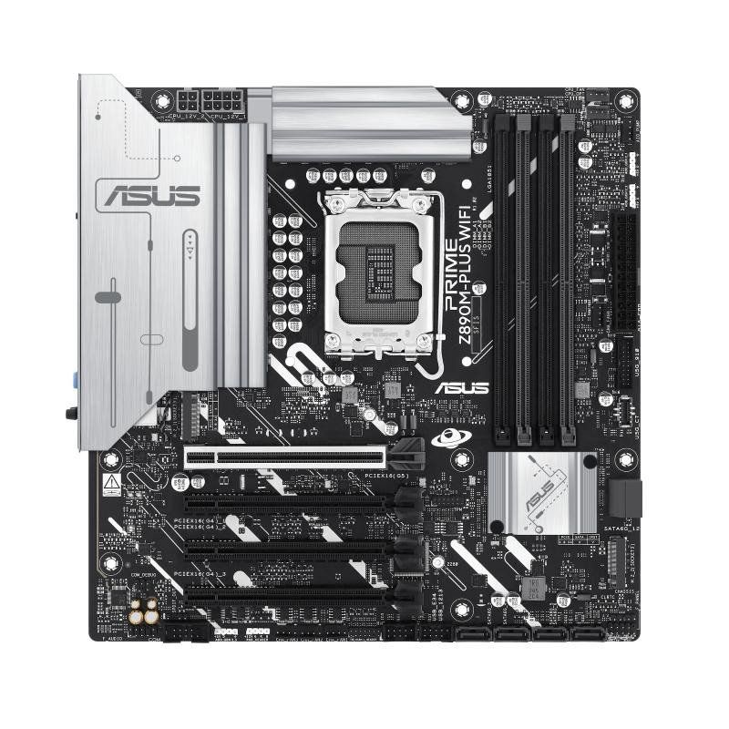 ASUS Prime Z890M-PLUS WiFi – Carte mère Gaming Intel mATX (DDR5, 10+1+2+1 80A DrMOS, PCIe 5.0, USB 20Gbps Type-C, 3 x M.2, Wi-FI 7, Q-Antenna, Aura Sync RGB)