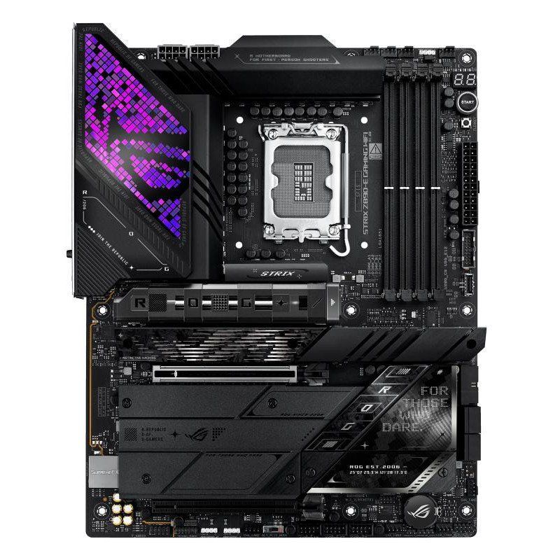 ASUS ROG Strix Z890-E Gaming WiFi – Carte mère Gaming Intel ATX (DDR5, 18+1+2+2 DrMOS, PCIe 5.0, 7 x M.2, WiFi 7, AI Overclocking, AI Networking II, Aura Sync RGB)