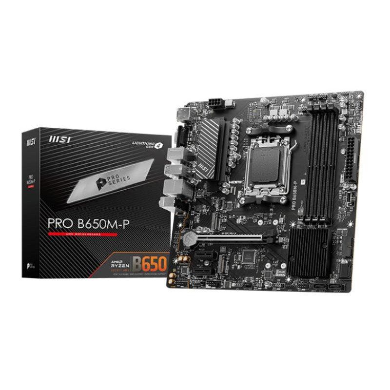MSI Pro B650M-P Carte Mère, Micro-ATX - pour Processeurs AMD Ryzen 9000, 8000 &amp; 7000, AM5 - DDR5 Memory Boost 6000+MHz/OC, 1 x PCIe 4.0 x16, 2 x M.2 Gen4, 2.5G LAN