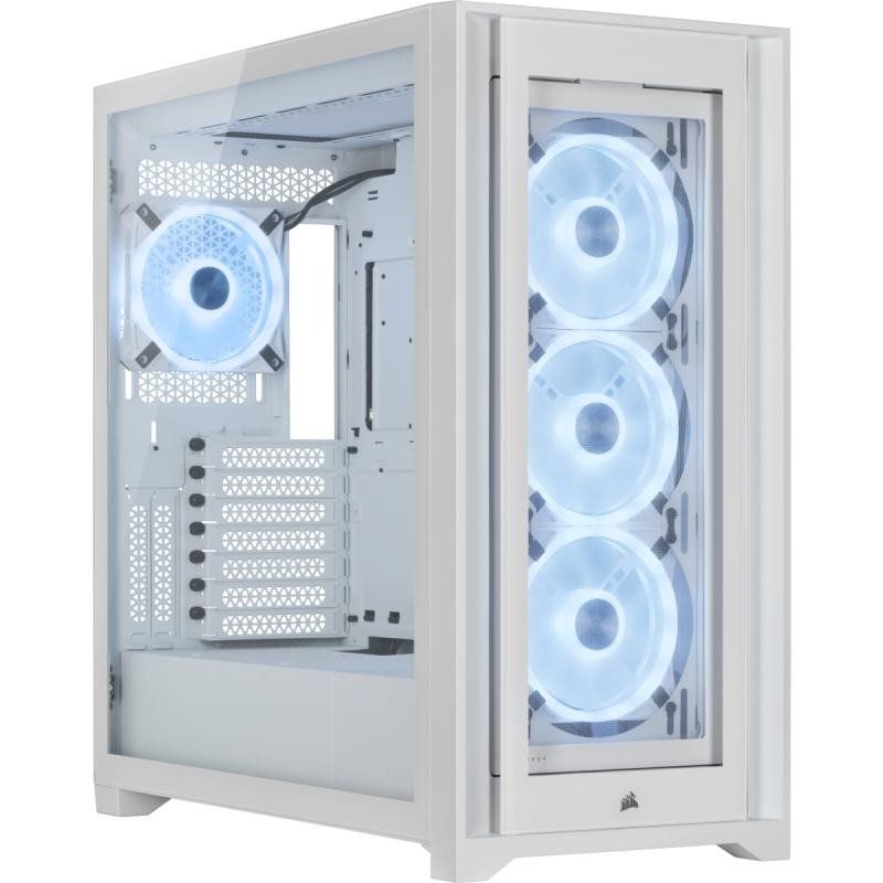 Corsair iCUE 5000X RGB Moyen-Tour Connecté en Verre Trempé Boîtier (Quatre Panneaux, Système de Câbles RapidRoute, Trois Ventilateurs de 120 mm Inclus, Éclairage Intelligent) Noir