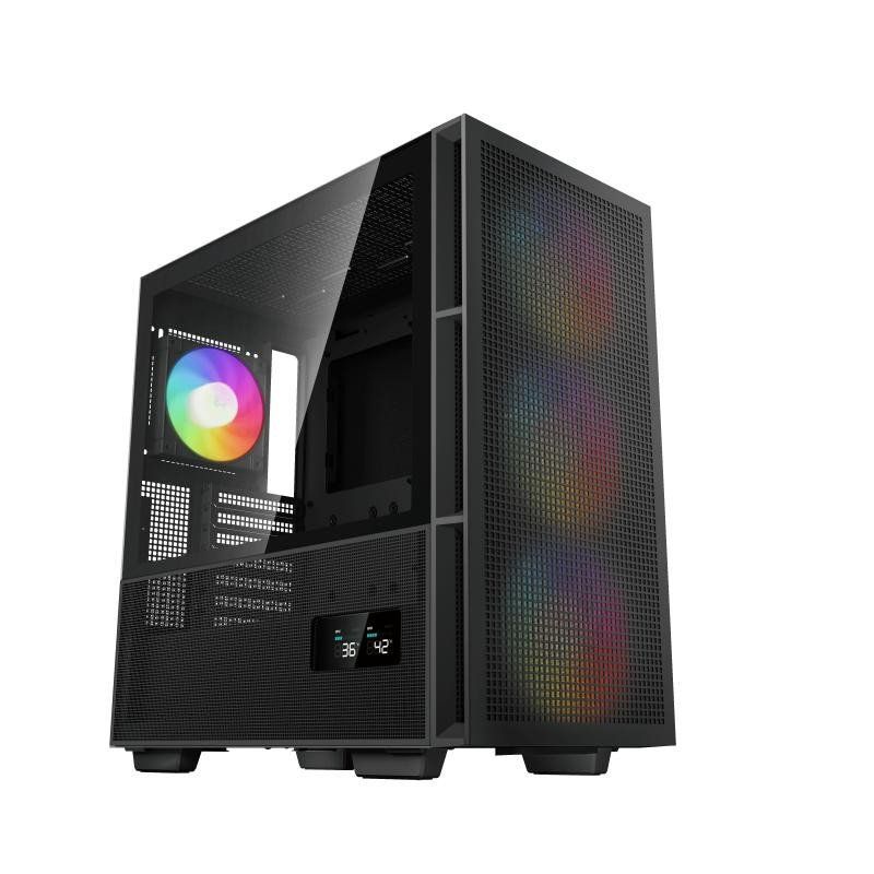 MUSETEX Boitier PC ATX pré-Installation 6 Ventilateurs PWM ARGB, Boîtier ATX Mid Tower avec Double Verre panoramique, Boitier PC Gamer de Jeu de Type C, Noir (K2)