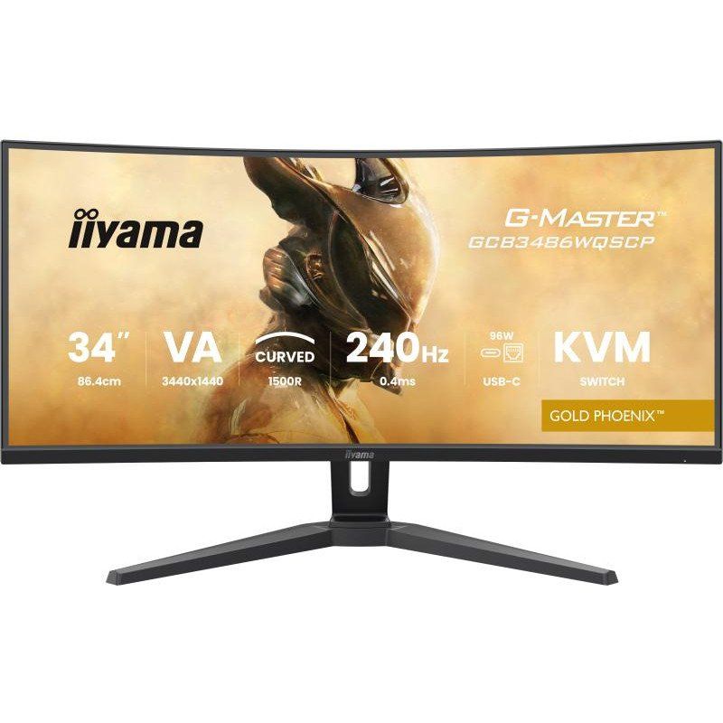 iiyama Monitor G-Master GCB3486WQSCP-B1 34&quot; UltraWide QHD 240Hz HDR400 FreeSync Premium Curvo USB-C