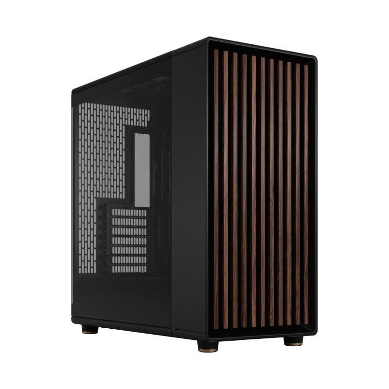 Fractal Design North XL RC Charcoal Black TG Dark - Boîtier Plein Tour Airflow Avec 3 Ventilateurs 140mm PWM- Boîtier Compatible Carte Mère Inversé - USB Type-C - Design Élégant en Bois Charcoal Black
