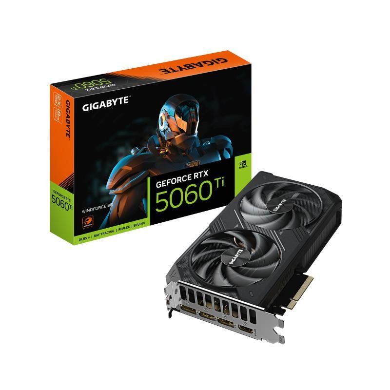 Gigabyte GeForce RTX 5060 Ti WINDFORCE 8G Carte Graphique – 8 Go GDDR7, 128 Bits, PCI-E 5.0, 2572 MHz Fréquence du processeur, 3 x DisplayPort, 1 x HDMI, GV-N506TWF2-8GD