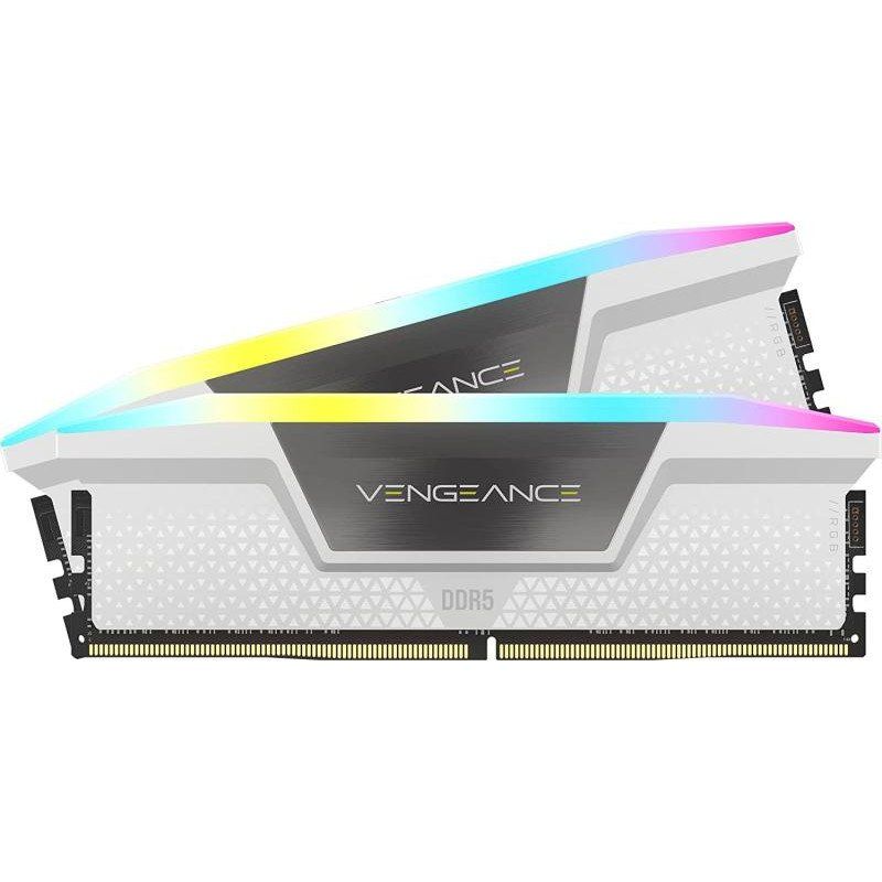 CORSAIR VENGEANCE RGB DDR5 RAM 32Go (2x16Go) 5200MHz CL40 Intel XMP Compatible iCUE Mémoire d&#39;Ordinateur - Blanc (CMH32GX5M2B5200C40W)