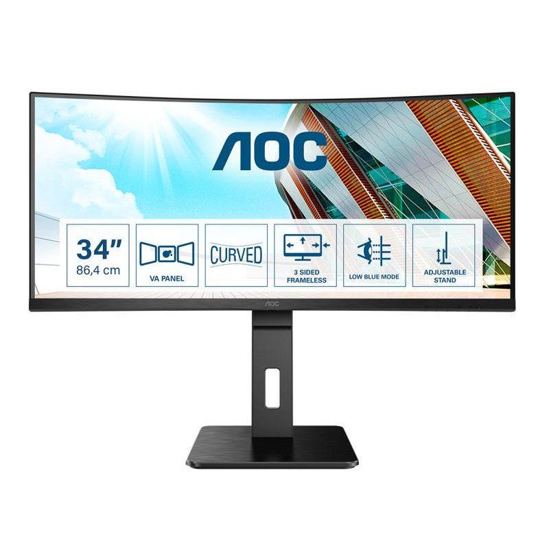 AOC Écran incurvé CU34P2A 86 cm (34 pouces) (HDMI, DisplayPort, hub USB, 3440 x 1440 px, 100 Hz, FreeSync) noir