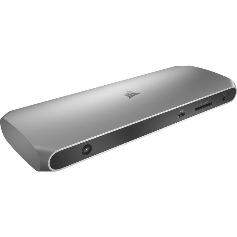 Corsair TBT100 Thunderbolt 3 Dock (Deux ports USB-C 3.1, 2x USB-A 3.1, Deux ports HDMI, Prise Audio Combinée 3,5 mm, Port Gigabit Ethernet, Lecteur de Carte SD, Compatible avec Mac et Windows)