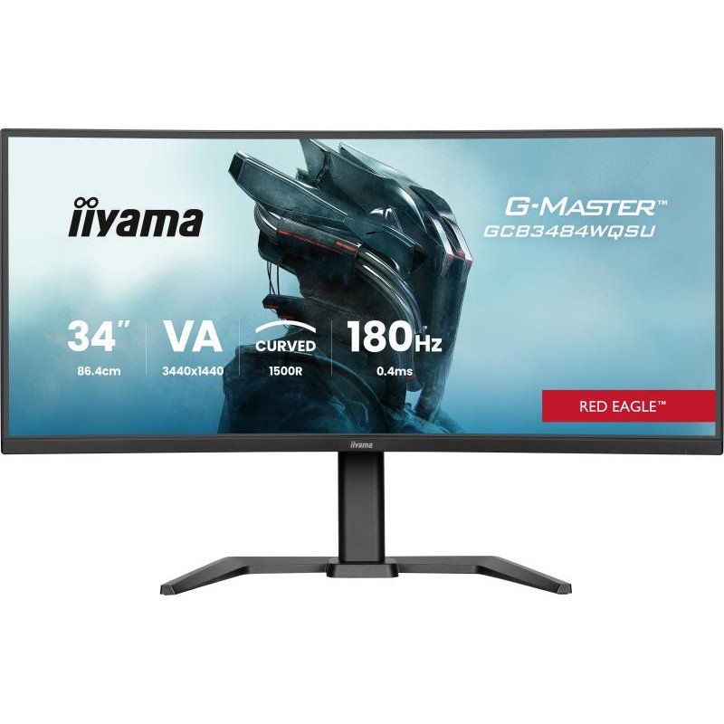 iiyama G-Master GCB3484WQSU-B1 UWQHD incurvé 34&quot; 180 Hz, 0,4 ms, FreeSync Premium, 3440 x 1440, 2 x HDMI, 1 x DisplayPort, 2 x USB 3.2, 2 x USB-C (7,5 W), Support réglable en Hauteur