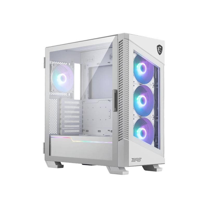 MSI MPG Velox 100R White Boîtier PC Gaming : ARGB, Support Vertical pour Carte Graphique, aérations latérales, Compatible radiateur 360mm, Type-C, Panneau en Verre trempé, jusqu&#39;à 7 Ventilateurs