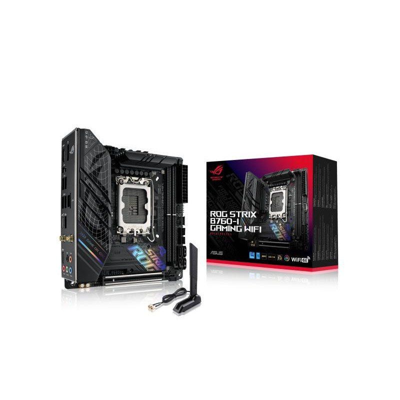 ASUS ROG Strix B760-I Gaming WiFi – Carte mère Intel B760 LGA 1700 Mini ITX (DDR5, 8 + 1 DrMOS, PCIe 5.0, 2 x PCIe 4.0 M.2, WiFi 6E, 2.5G Ethernet, USB 3.2 Gen 2x2 Type-C, Aura Sync RGB)