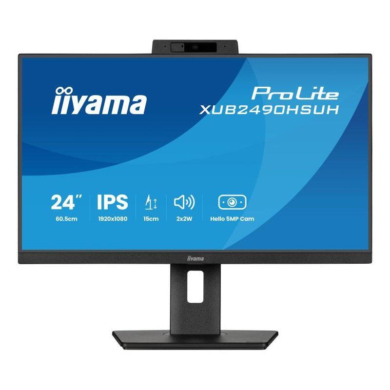 iiyama Moniteur de Bureau, XUB2490HSUH-B2-23,8&quot;, IPS, 1920 x 1080/100Hz, 1H1DP, Has, Webcam