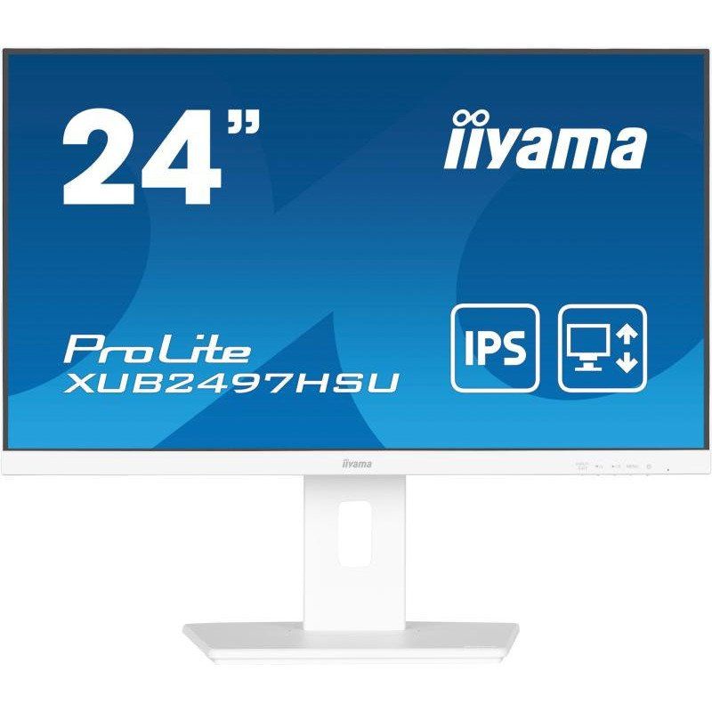 iiyama XUB2497HSU-W2 Lunette Mince IPS 24&quot;, 100 Hz, 1 ms (MPRT), 1920 x 1080, HDMI/DP, 2 x USB, Support réglable en Hauteur, TCO09 et TUV-GS, Garantie 5 Ans