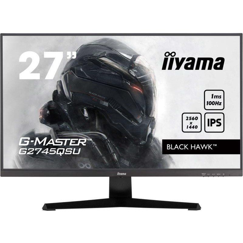 iiyama Ecran 27&quot; G-Master Black Hawk, IPS, 2560x1440@100Hz, 1ms, 300cd, Haut-parleurs, HDMI/DP/USB HUB, Black Tuner, i-Style Colour, ecran pc Gamer