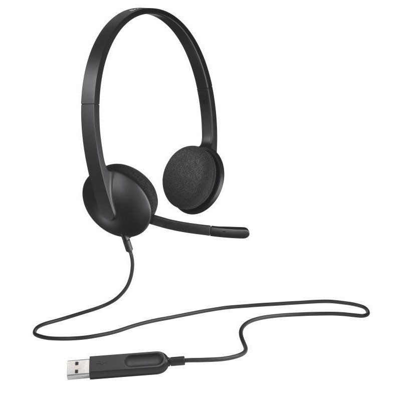 Logitech H340 Casque Filaire, Ecouteurs Stéréo avec Micro Rotatif Anti-Parasites, USB, PC/Mac/Portable/Chromebook - Noir, 6 х 17,5 х 16