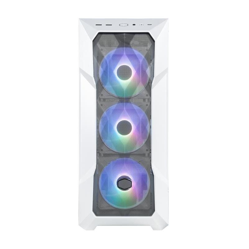 Cooler Master MasterBox TD500 Mesh V2 - Boîtier PC Moyen E-ATX avec Maillage Mesh Polygonal, 3 x Ventilateurs 120mm ARGB Préinstallés, Panneau Latéral Verre Trempé, USB Type-C 10Gb/s - Blanc