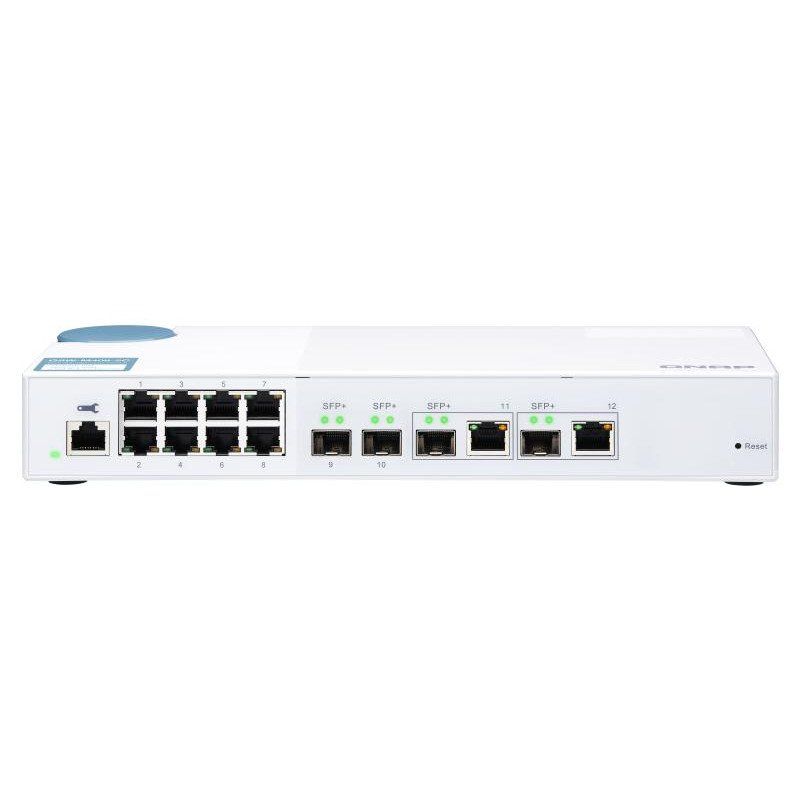 QNAP QSW-M408-2C QSW-M408-2C, 8 Port 1Gbps, 2 Port 10G SFP+/ NBASE-T Combo, 2 Port 10G SFP+, Web Management Switch