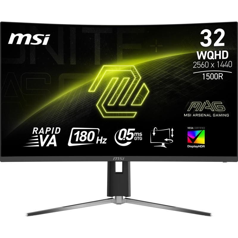 MSI MAG 32CQ6PF Écran Gaming incurvé FHD de 32&quot; - Dalle Rapid VA 2560 x 1440 1500R, 180 Hz / 0,5ms -GtG, DisplayHDR 400, Adaptive Sync, DP 1.4, HDMI 2.0 CEC