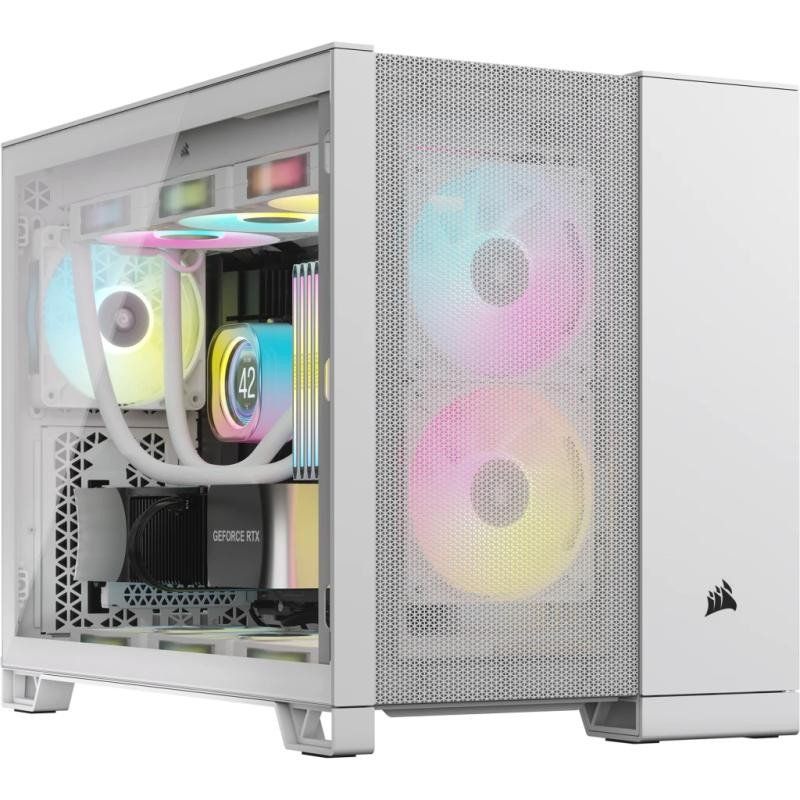 CORSAIR 2500D Airflow Boîtier PC mATX - Aucun Ventilateur Inclus - Design à Double Chambre - Grande Flexibilité de Refroidissement - Compatible avec Les Cartes Mères à Connexion Inversée - Blanc