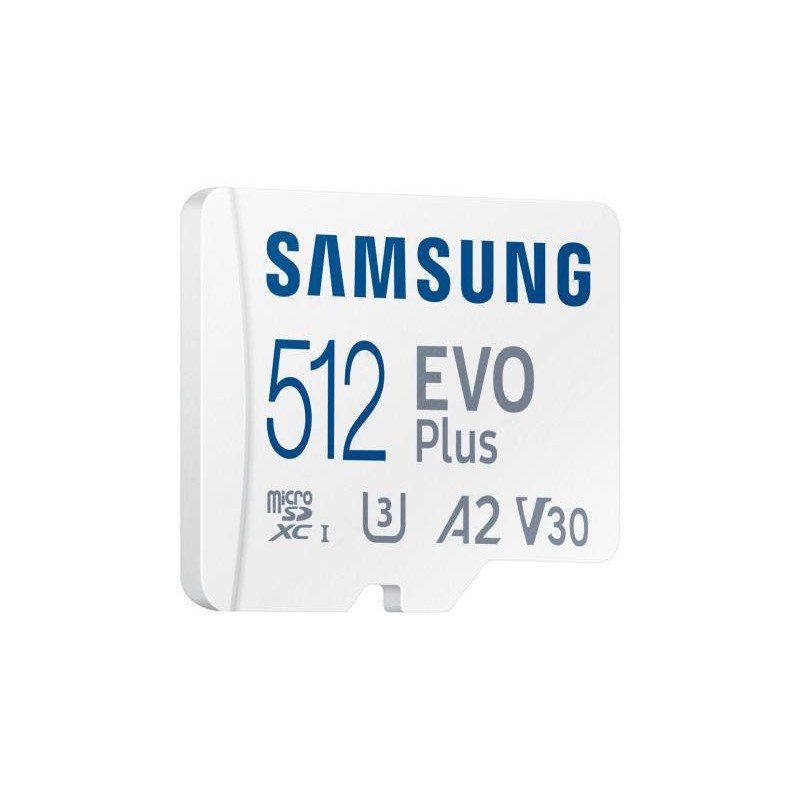 Carte MEMOIRE SAMSUNG 512G Micro SD Evo Plus 2024 avec Adaptateur SD Classe 10 Lecture 160 Mo/s Ecriture 160 Mo/s MB-MC512SA/EU