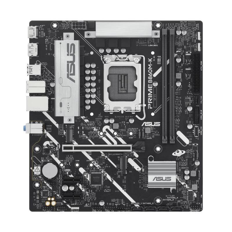 ASUS Prime B860M-K, Carte mère Intel mATX, 6 + 1 + 1 étapes d&#39;alimentation DrMOS, DDR5, PCIe 4.0, 2 emplacements M.2, Realtek 2,5 Go Ethernet, DisplayPort, HDMI, USB 10 Gbps, USB Type-C 5 Gbps Avant