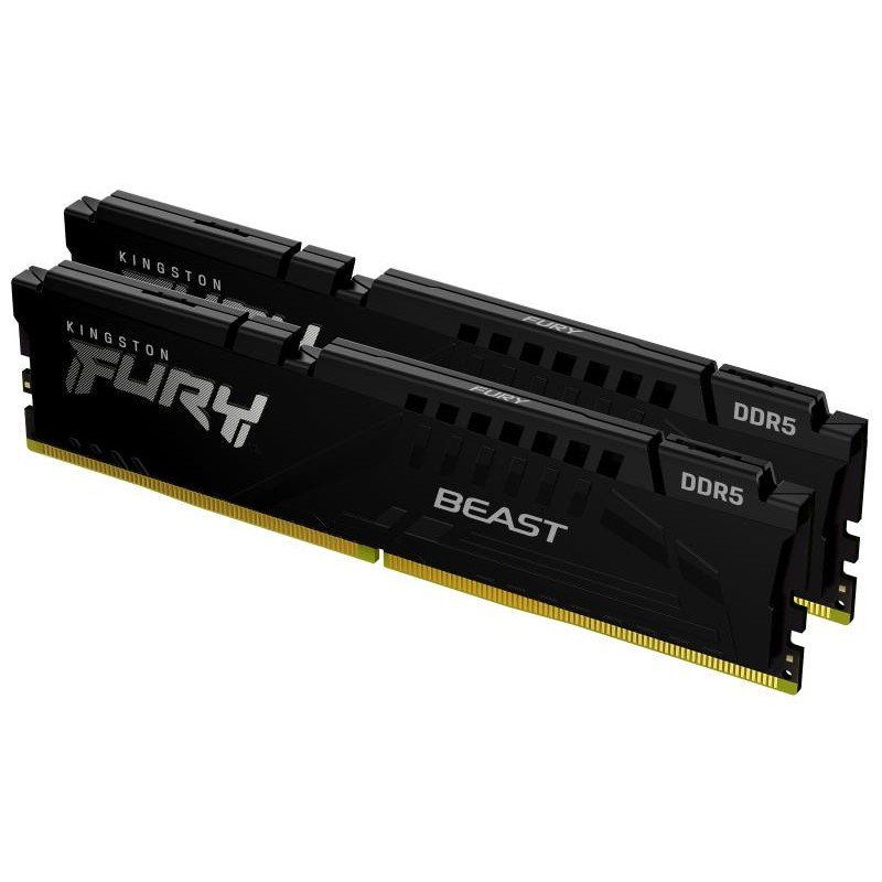 Kingston FURY Beast Noir DDR5 16Go (2x8Go) 5200MT/s CL36 DIMM Mémoire pour PC de Gamer Kit de 2 AMD EXPO et Intel XMP - KF552C36BBEK2-16