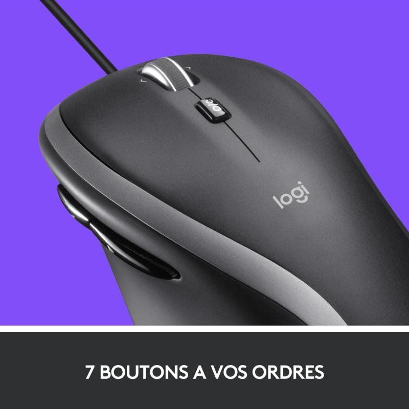 Logitech M500s Souris filaire avancée avec défilement ultra-rapide et multidirectionnel avancé, boutons personnalisables, suivi haute précision avec commutateur PPP, USB prêt à l&#39;emploi - Gris