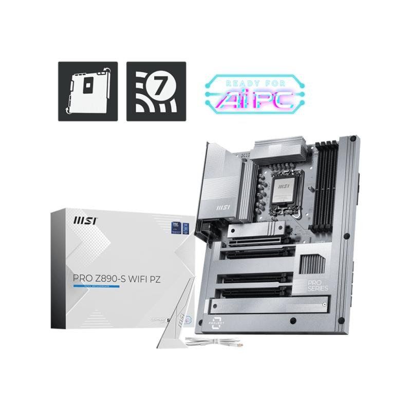 MSI Pro Z890-S WiFi PZ Carte mère, ATX à connecteurs arrière - pour processeurs Intel Core Ultra (série 2), LGA 1851 - DDR5 Memory Boost (8600 Plus MT-s OC), PCIe 5.0 x16, M.2 Gen5, Wi-FI 7, 2.5G LAN