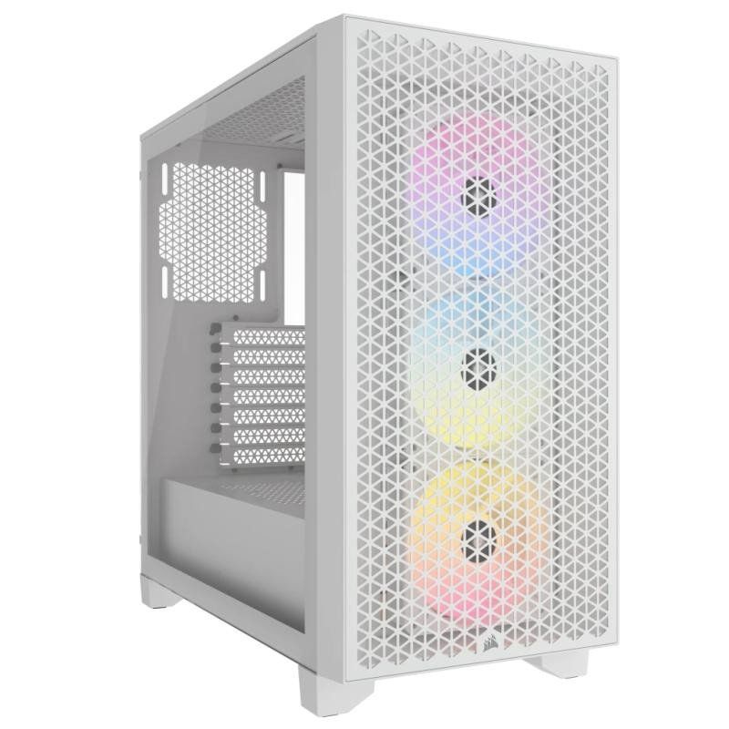 CORSAIR 3000D RGB Airflow Boîtier PC Mid-Tower - 3X AR120 RGB Fans - Support GPU Trois Emplacements - Convient à 8X Ventilateurs 120mm - Design High-Airflow - Blanc
