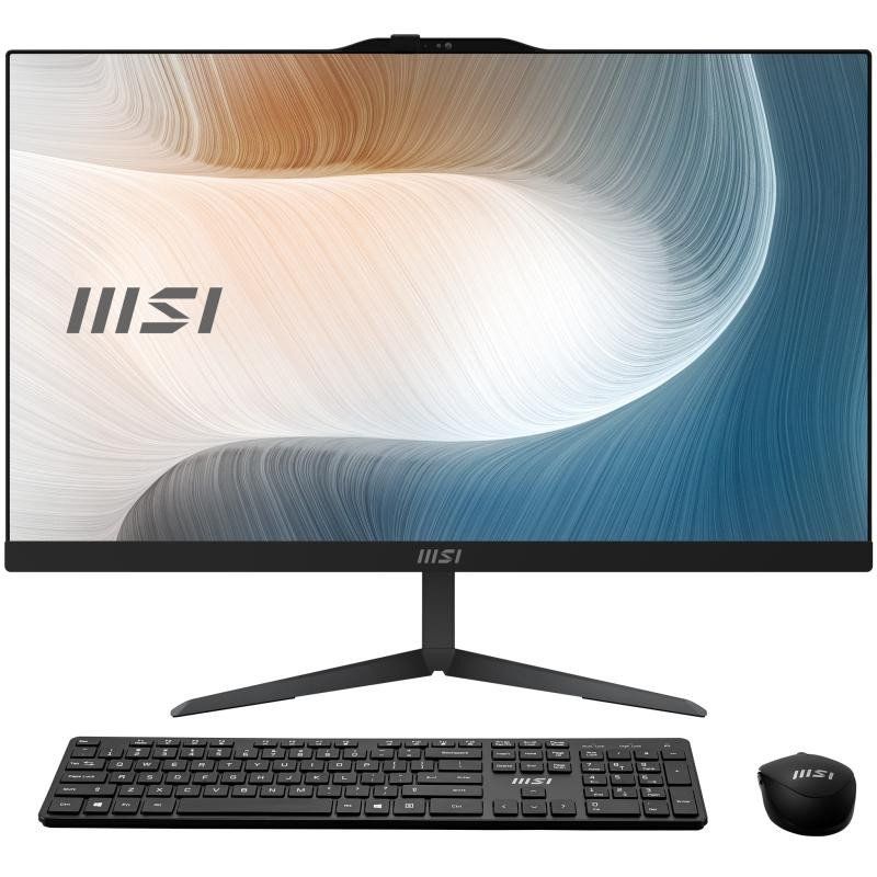 MSI Modern AM242 1M-1084FR PC Tout-en-Un - 23.8&quot; FHD IPS, Intel Core 3 100U, 8 Go DDR5, SSD 512 Go NVMe, WiFi 6E, Webcam et Haut-parleurs intégrés, Clavier et Souris sans Fil, Windows 11 Pro - Noir