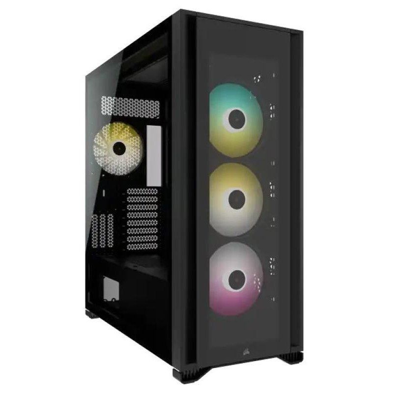 Corsair iCUE 7000X RGB Boîtier Intelligent PC ATX Grande Tour (Trois Panneaux en Verre Trempé, Quatre Ventilateurs RGB de 140 mm Inclus, Gestion des Câbles Facilement, Vaste Espace Interne) Noir