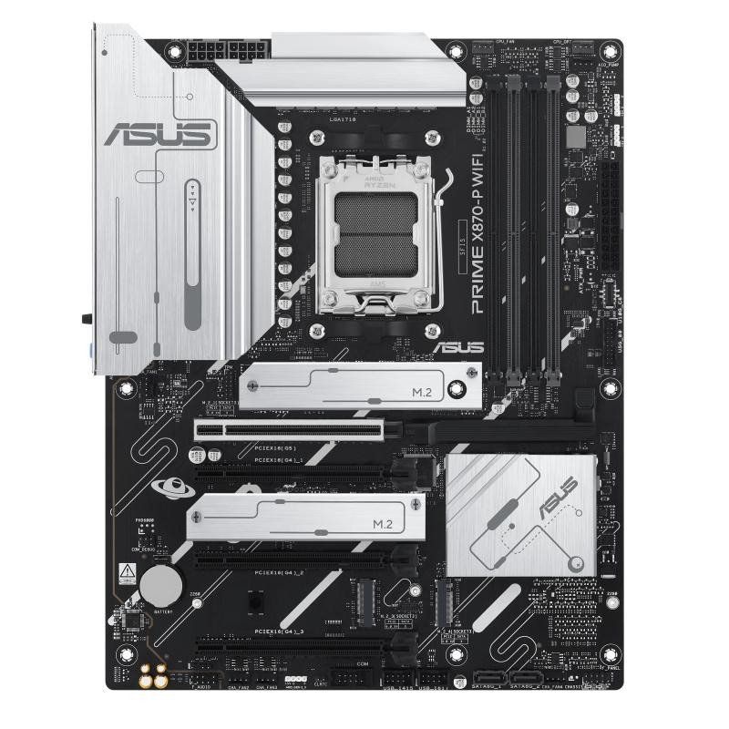 ASUS Prime X870-P WiFi – Carte mère Gaming AMD Ryzen AM5 X870 ATX (DDR5, 14+2+1 (80A) DrMOS, PCIe 5.0, 4 x M.2, USB4, HDMI, WiFi 7, Aura Sync RGB)