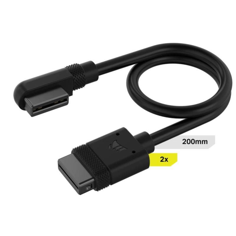 Corsair iCUE LINK Mince Câbles - 200mm Droit/Mince 90° - Noir