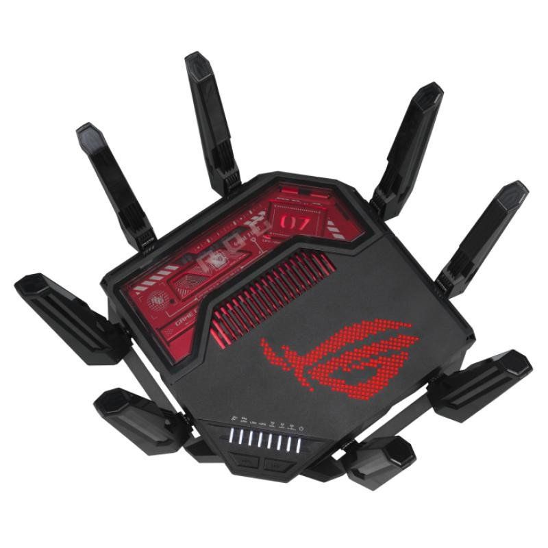 ASUS ROG GT-BE19000 - Routeur Gaming Wi-FI 7 - Tri-Bande - débit de 19Gb/s - Nouvelle Bande passante 320MHz &amp; 4096-QAM, Double Port 10G, Triple accélérateur de Jeu, sécurité réseau Gratuite, AiMesh