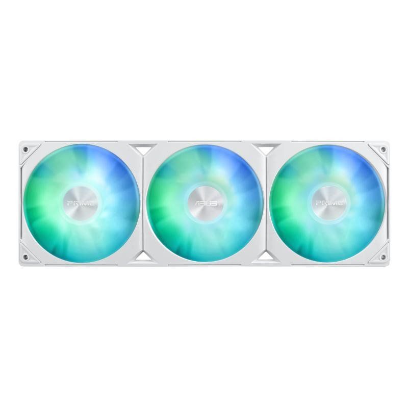 ASUS PRIME LC 360 ARGB (Blanc) – Refroidisseur liquide CPU tout-en-un (zone de contact CPU et canaux à ailettes, bloc d&#39;eau avec options de lentille à miroir infini, ventilateurs ARGB préinstallés)