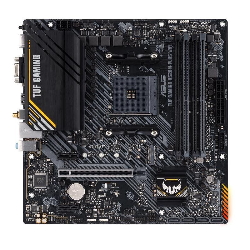 ASUS TUF GAMING A520M-PLUS WIFI Carte mère gaming AMD A520 Ryzen AM4 micro ATX (M.2, 802.11ac Wi-Fi, DisplayPort, HDMI, D-Sub, USB 3.2 Gen 1, SATA 6 Gbps, connecteurs RGB)