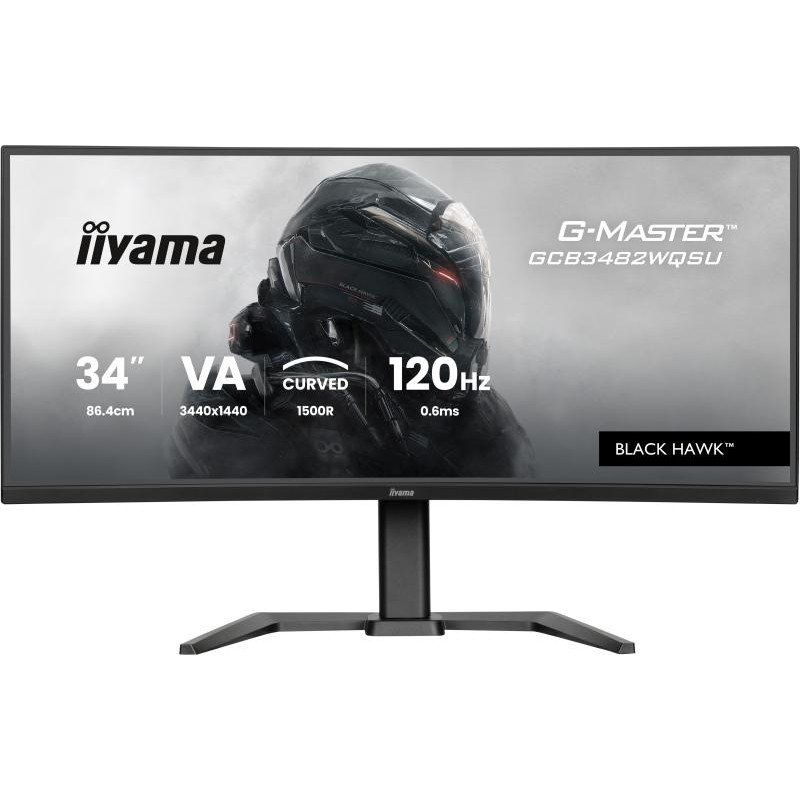 iiyama G-Master Black Hawk GCB3482WQSU-B1 Moniteur de Jeu incurvé 1500R 34&quot; VA LED UWQHD HDMI DP USB 3.2 USB-C 0,6 ms 120 Hz HDR400 FreeSync Premium Réglage de la Hauteur Noir