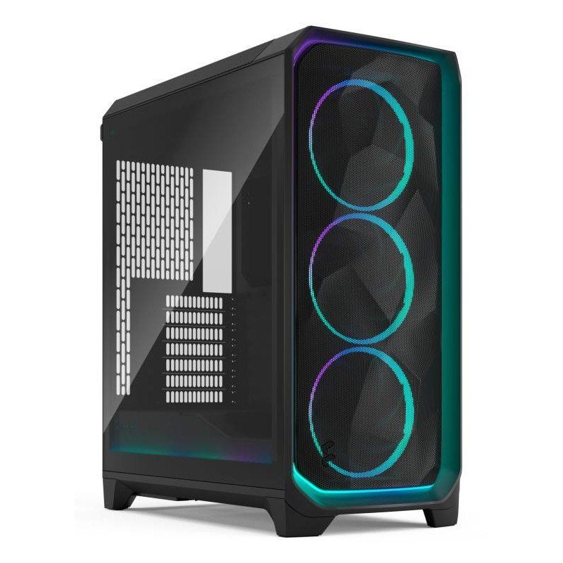 Fractal Design Meshify 3 Ambience Pro RGB Black Tempered Glass Light Tint - High Airflow PC Gaming Case - Mesh Front Panel - Adjust Pro Hub and Three ARGB Momentum 14 Fans Included