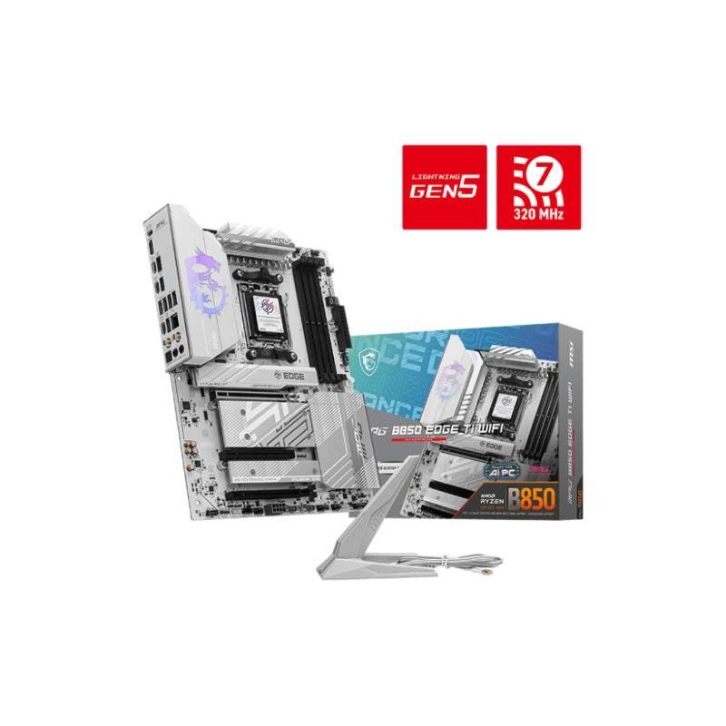 MSI MPG B850 Edge TI WiFi Carte mère ATX - pour processeurs AMD Ryzen 9000/8000 / 7000, AM5 - VRM SPS 80A, DDR5 Memory Boost (8400+ MT/s OC), PCIe 5.0 x16, M.2 Gen5, Wi-FI 7, 5G LAN
