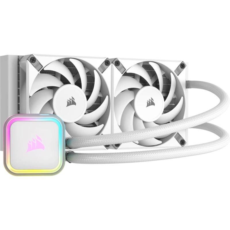 CORSAIR H100i RGB ELITE Refroidisseur Liquide Pour CPU - 240mm AIO - Ventilateurs AF120 ELITE PWM - Intel® LGA 1700, 1200, 2066, AMD® AM5 &amp; AM4 Sockets - Blanc