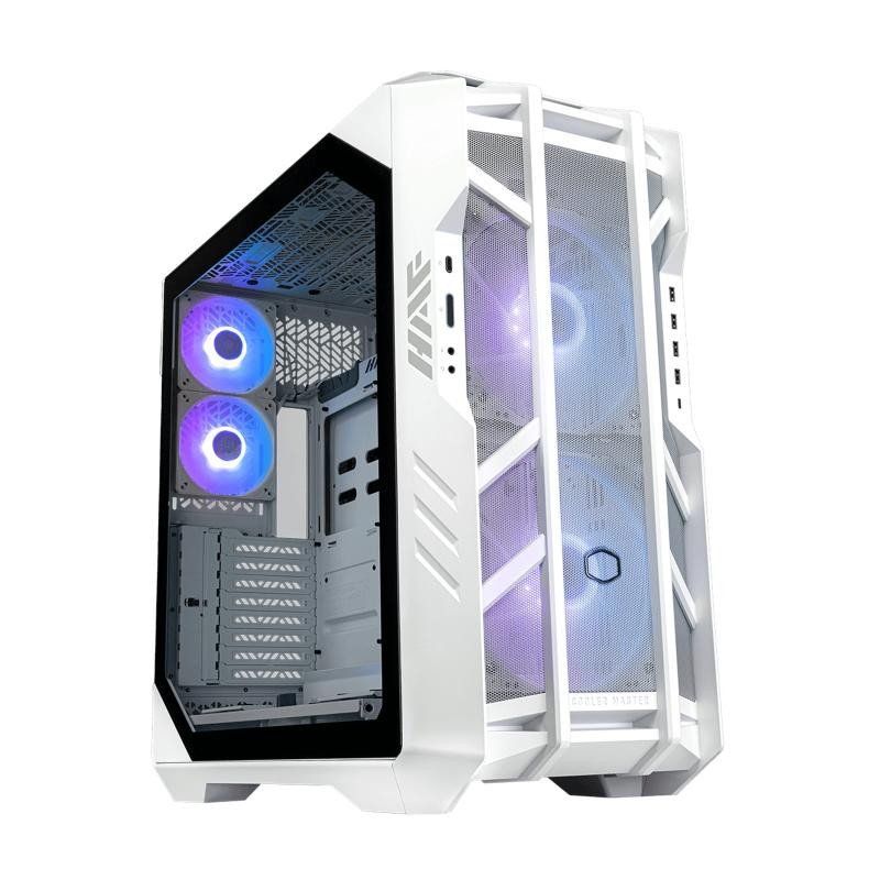 Cooler Master HAF 700 White Boîtier PC, Full-Tower, Compatible E-ATX, 5 Ventilateurs Préinstallés, Bracket Radiateur Rotatif, Refroidissement Grand Volume, Panneau Latéral TG, Contrôleur ARGB Inclus